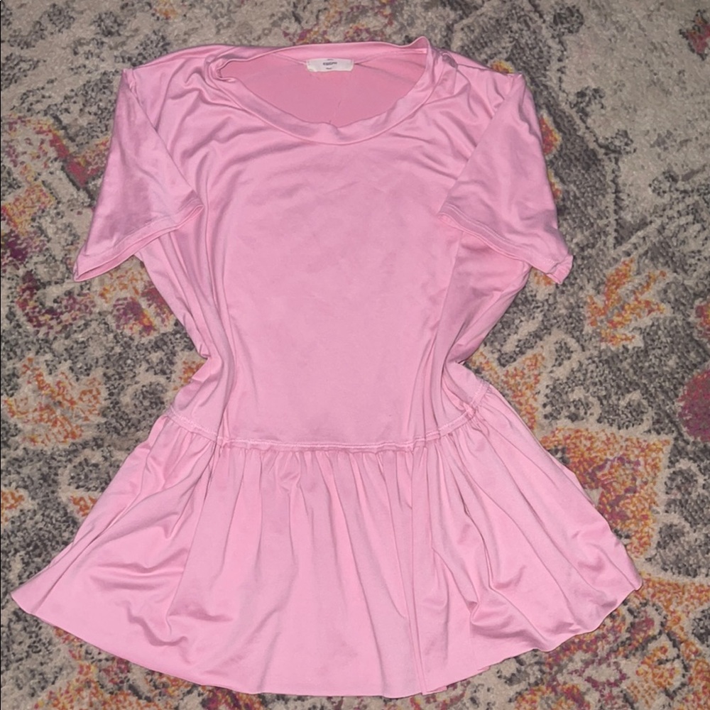 Pink Short Sleeve Peplum Top
